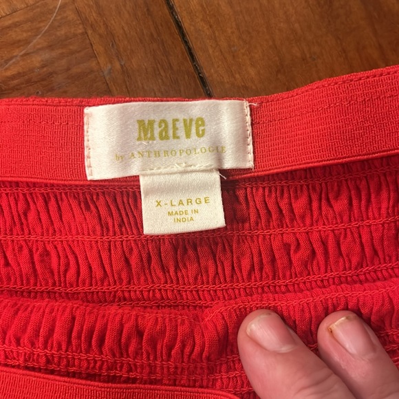 Maeve by Anthropologie Womens Smocked Pencil Skirt Red Size XL Ruffled Hem - Picture 4 of 5